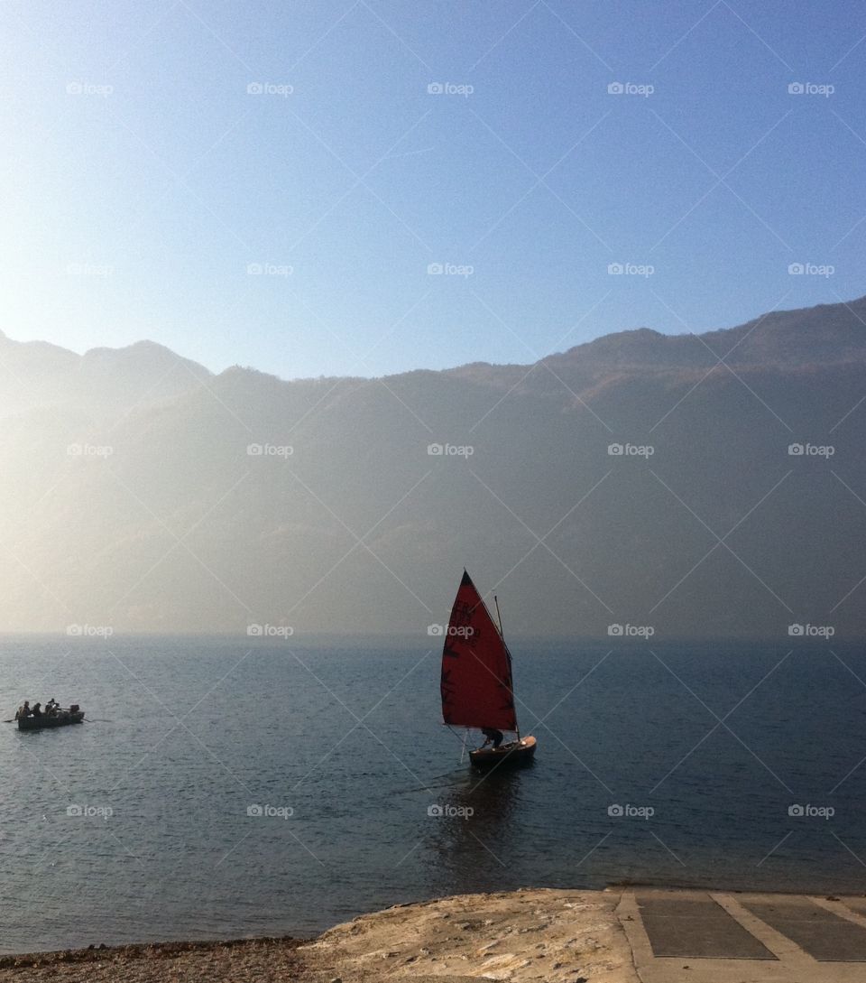 Old boat on lake - France