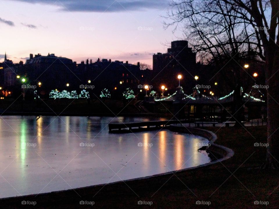 Reflections on ice at The Public Garden