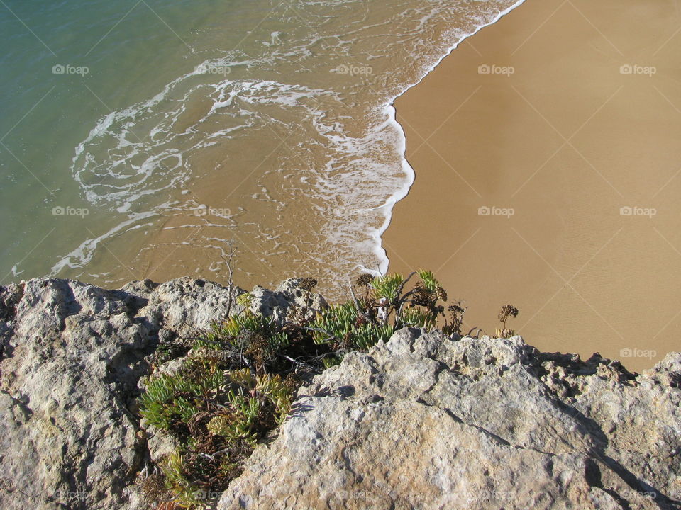 View to the beach from the top of the cliff. 