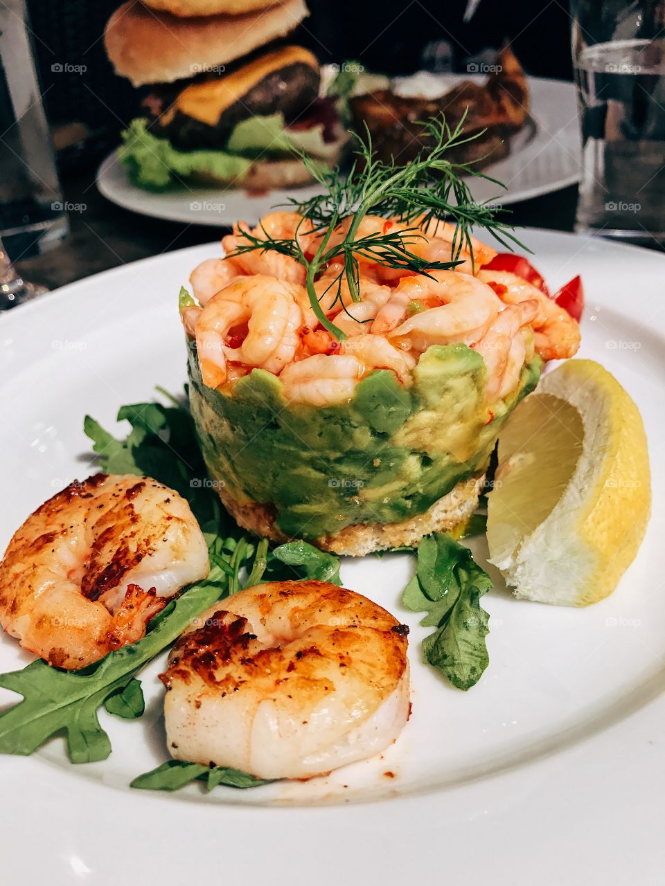 Seafood and avocado dish