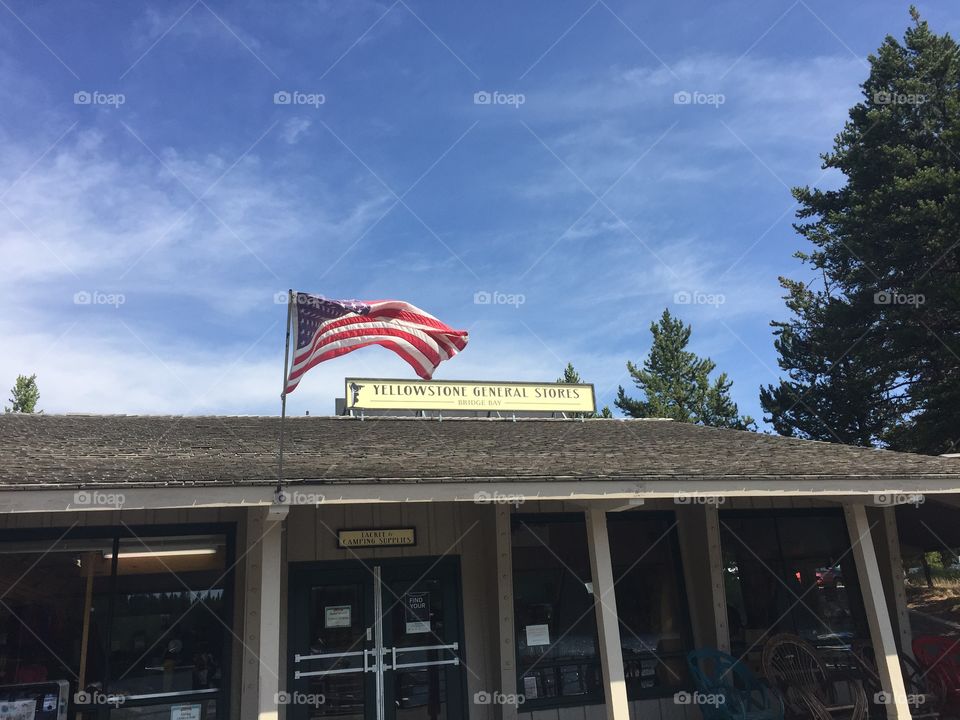 The flag in Yellowstone national park