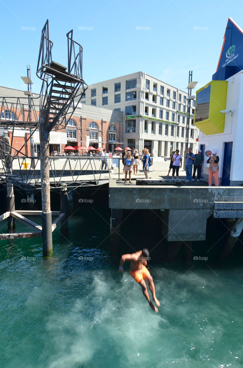 Jumping into harbour