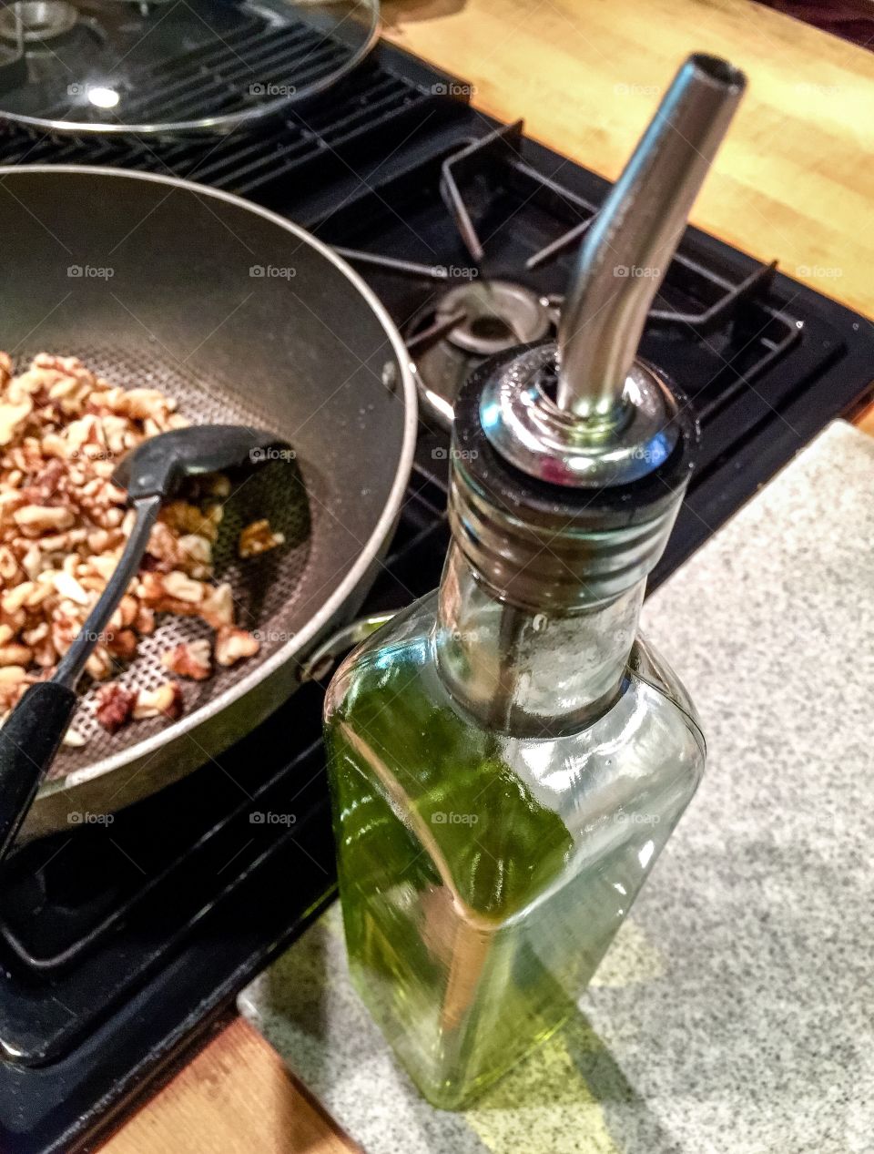 Olive oil in bottle 