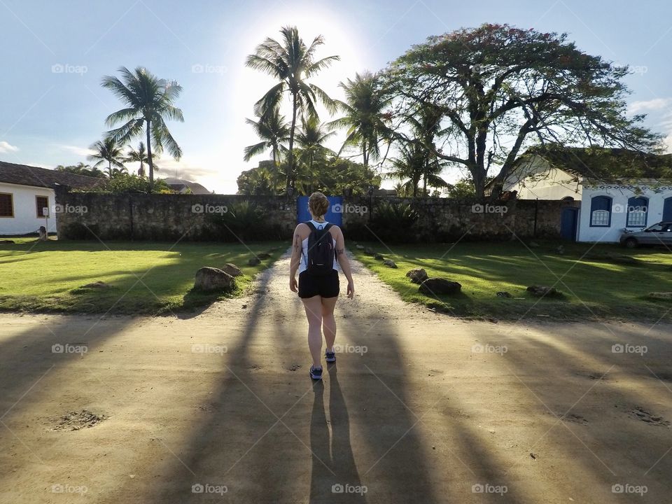 a woman strolling