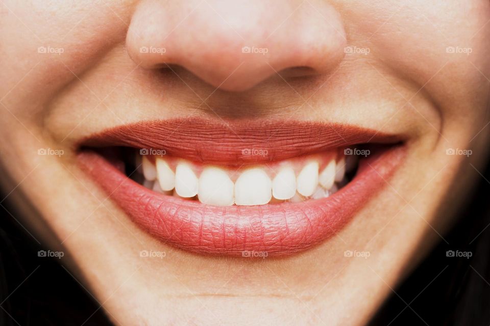 Smiling woman, lips and teeth