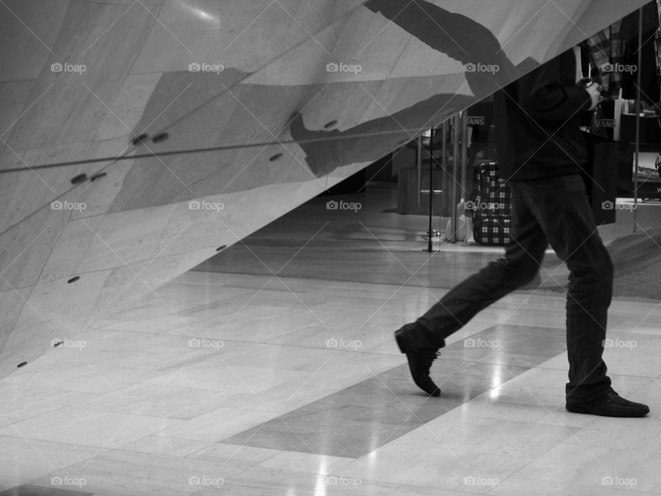 walking reflection - shopping centre