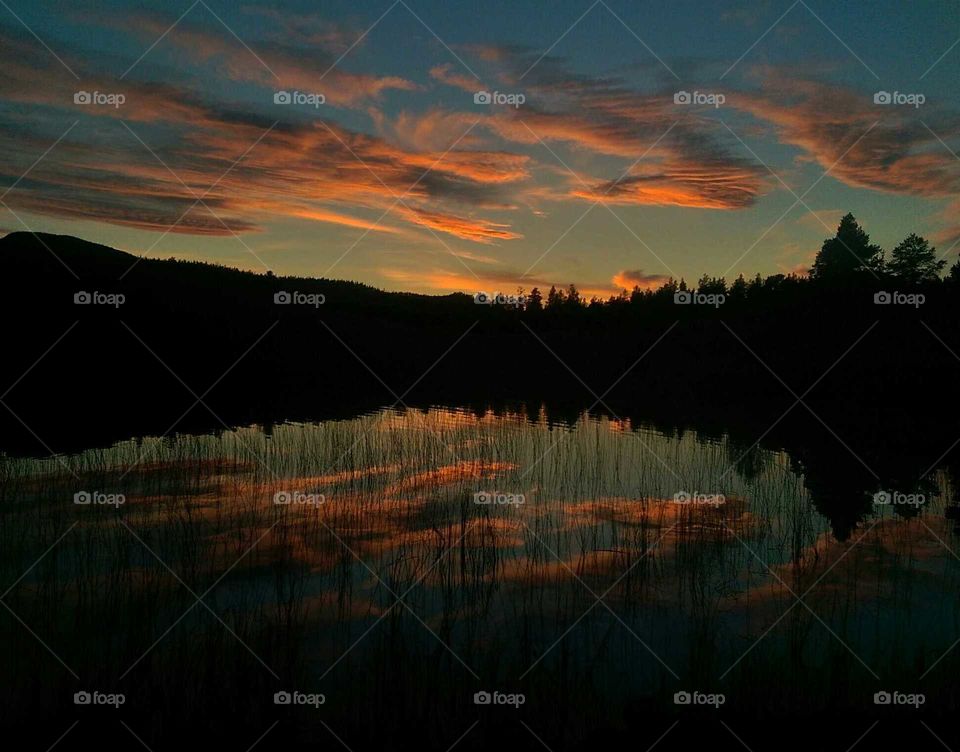 Sunset by the lakeside