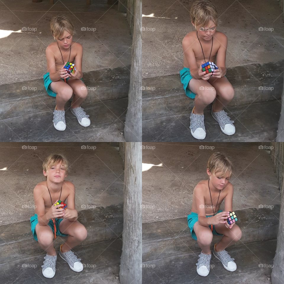 different faces of solving a puzzle. Rubik cube. don't give up.