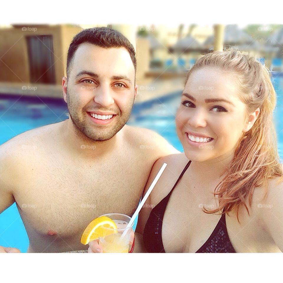 Summer Love. Drinks in the pool in Cabo San Lucas, Mexico. 
