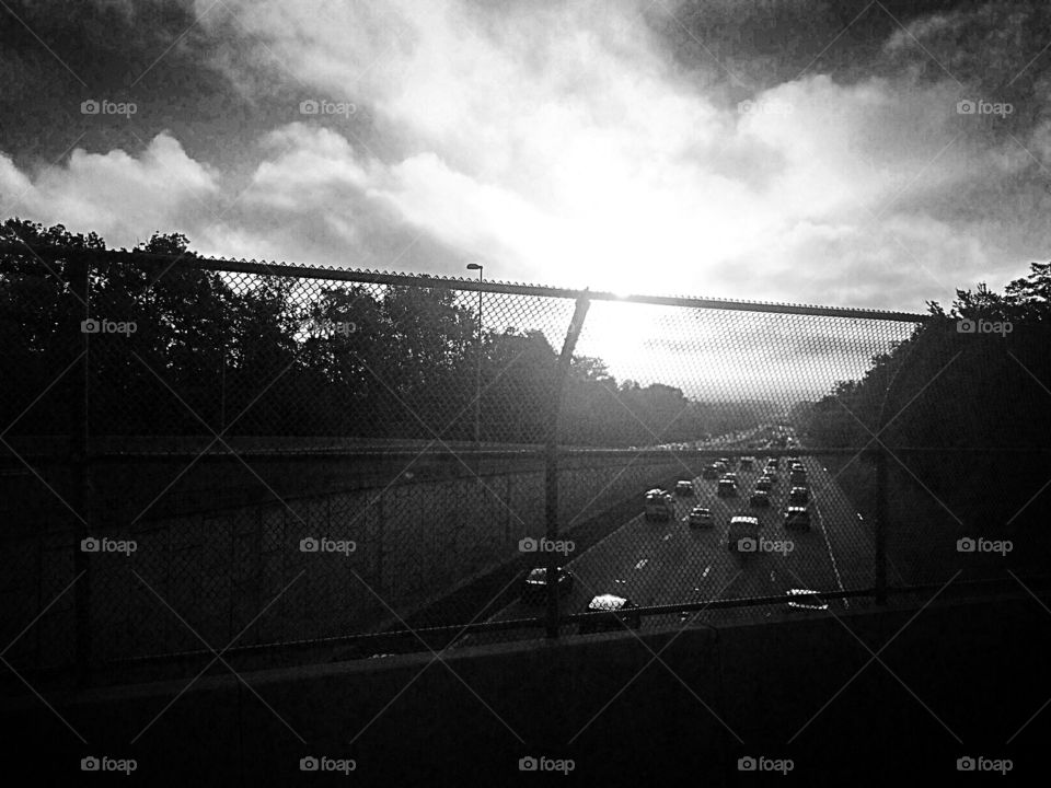 Rush hour in black-and-white