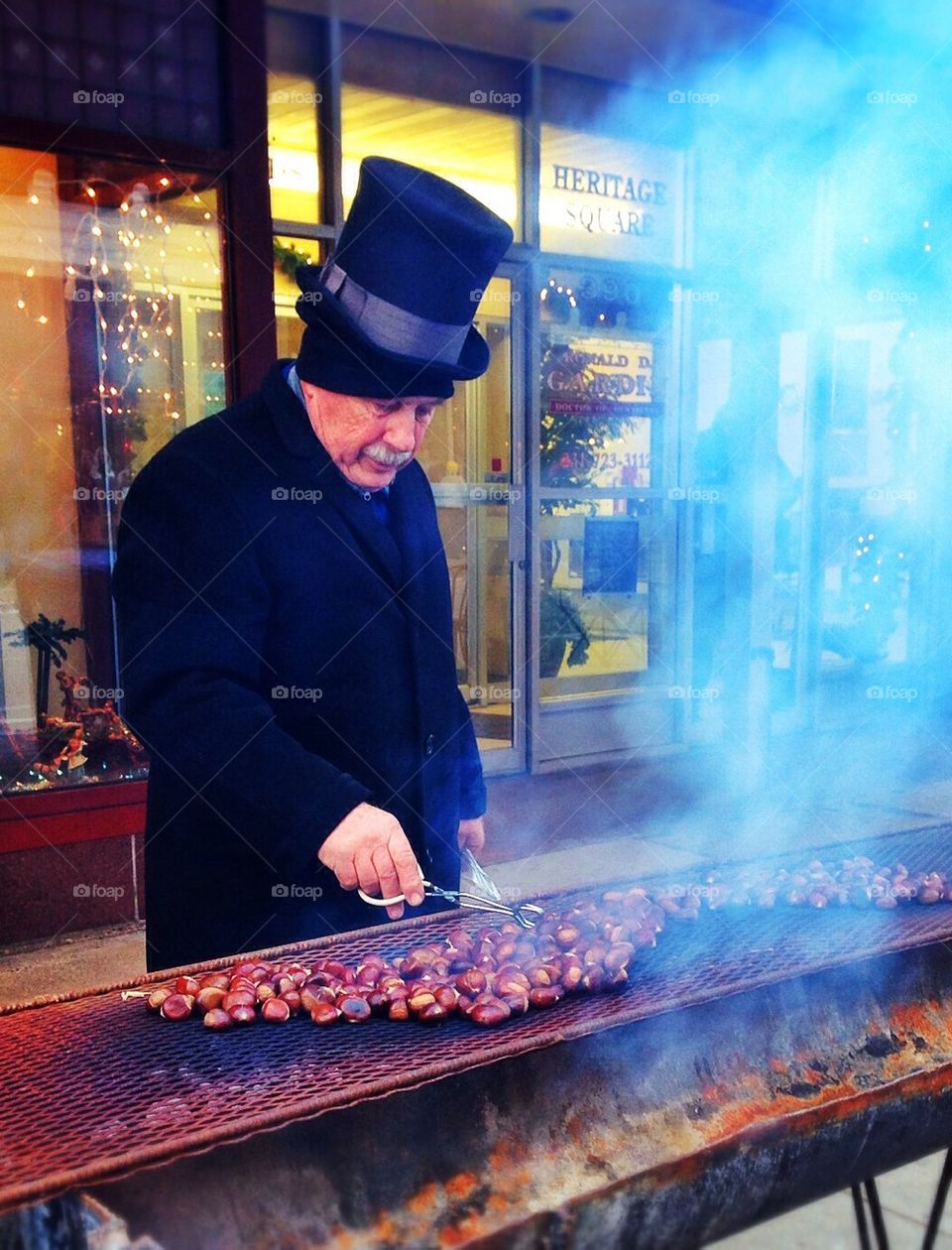 Roasting chestnuts on an open fire