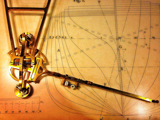 Brass ship builder design tool from a bygone ancient era
