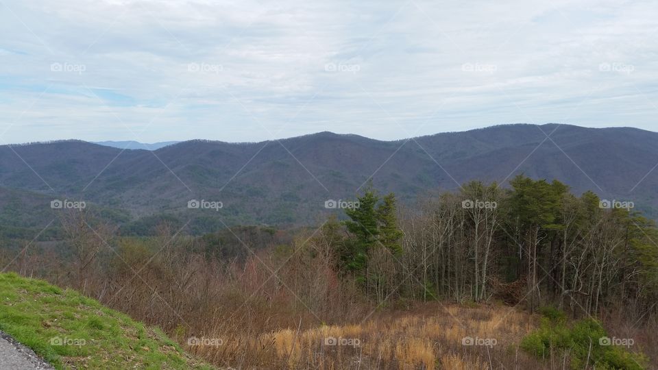 overcast day. driving on Fort Mountain in Georgia 