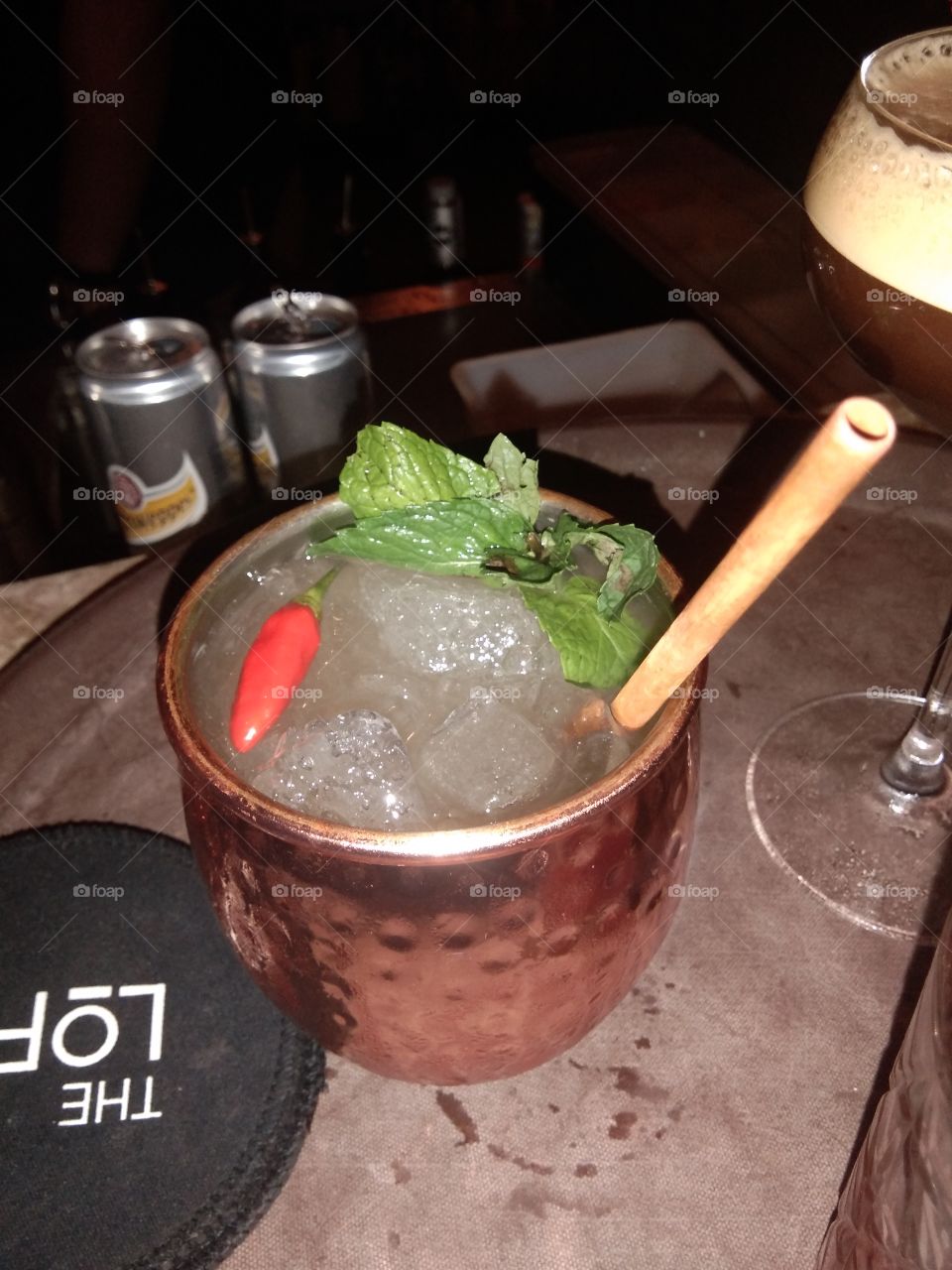 Canggu Mule
vodka with kombucha ginger and lime juice 
mint leaves and chili for garnish