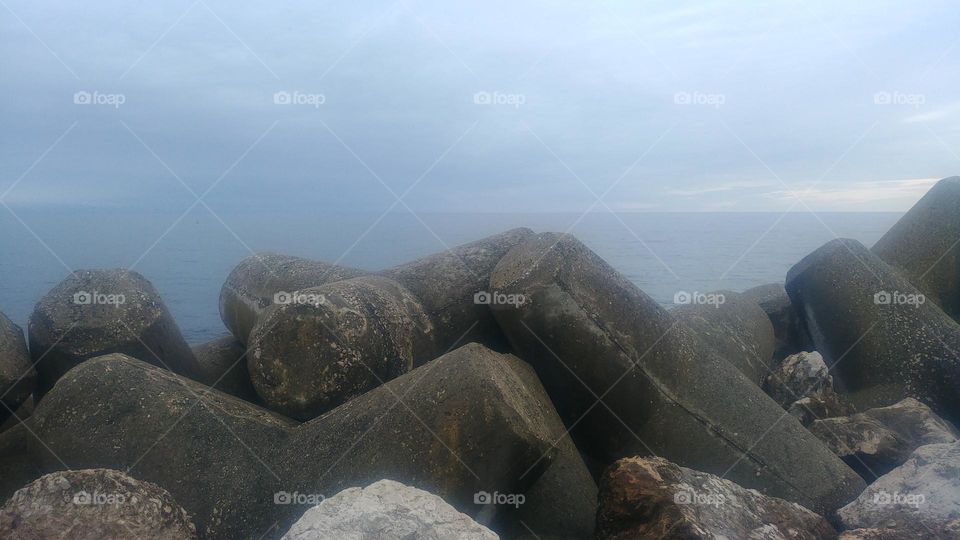 Seawall on the coast.