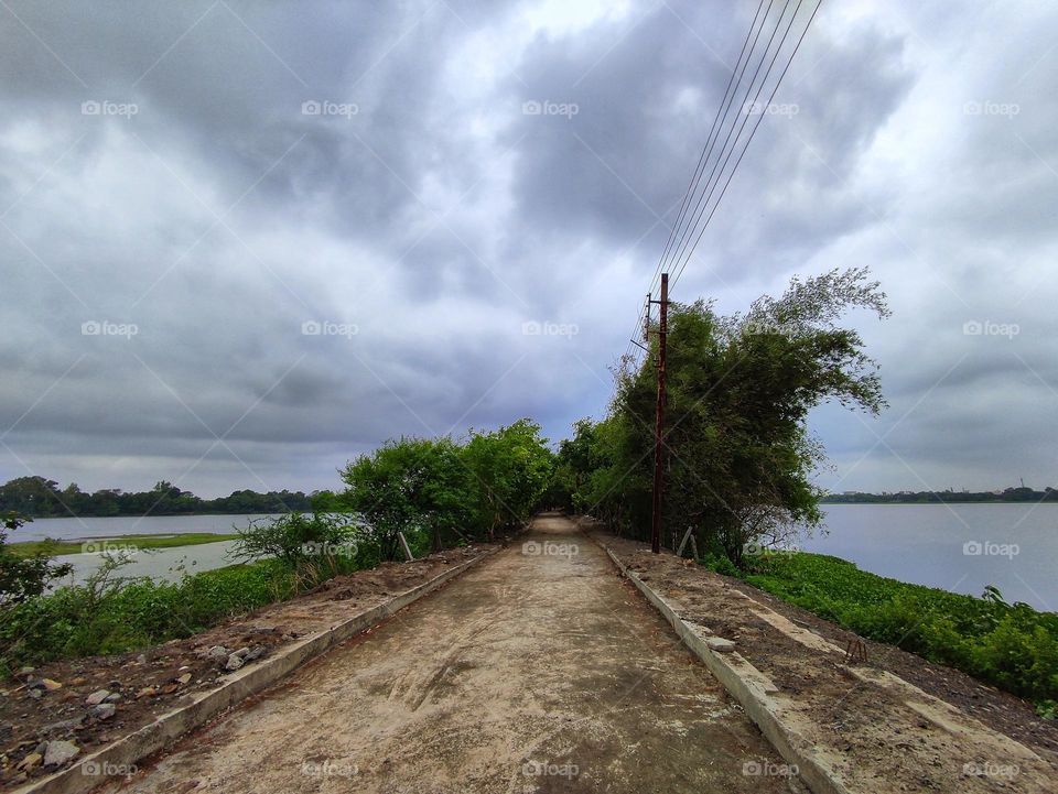 Endless pathway in the middle of lake.