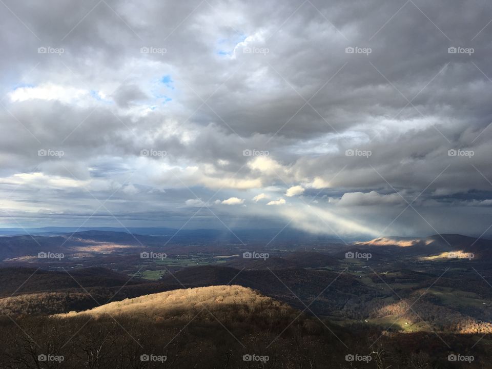 Beautiful and powerful display of sun rays in Shenandoah National Park
