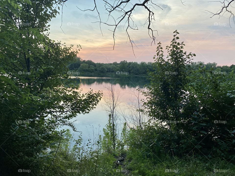 Beautiful, pastel sunset on a warm summer night 