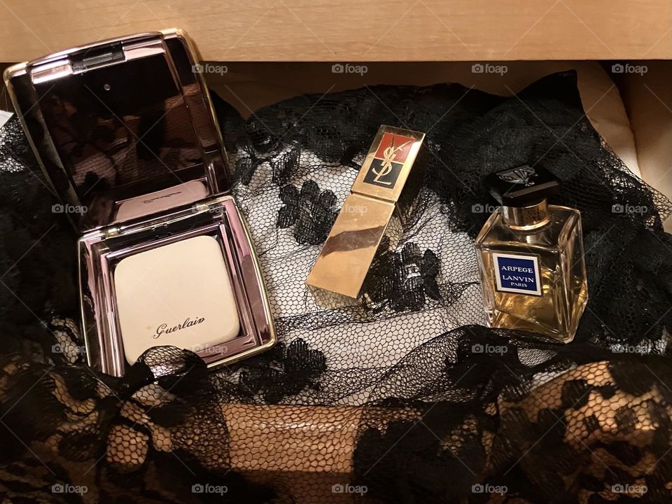 Makeup and beauty products in a secret drawer