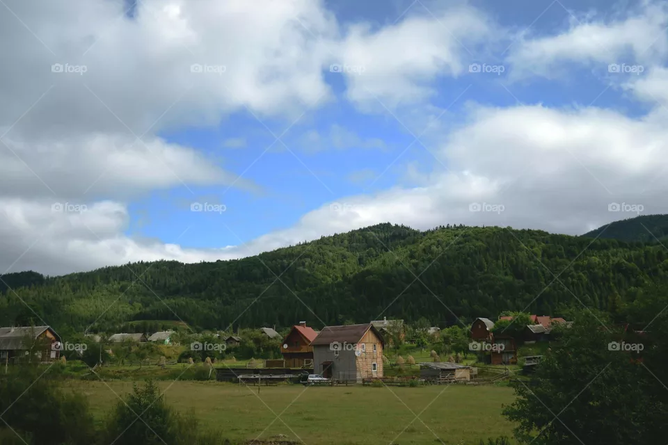 house among the mountains in the Carpathians