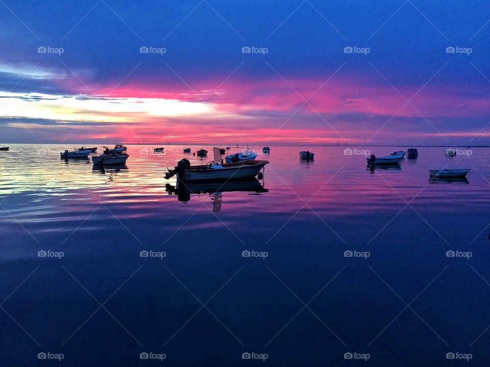 Boats in sunset 