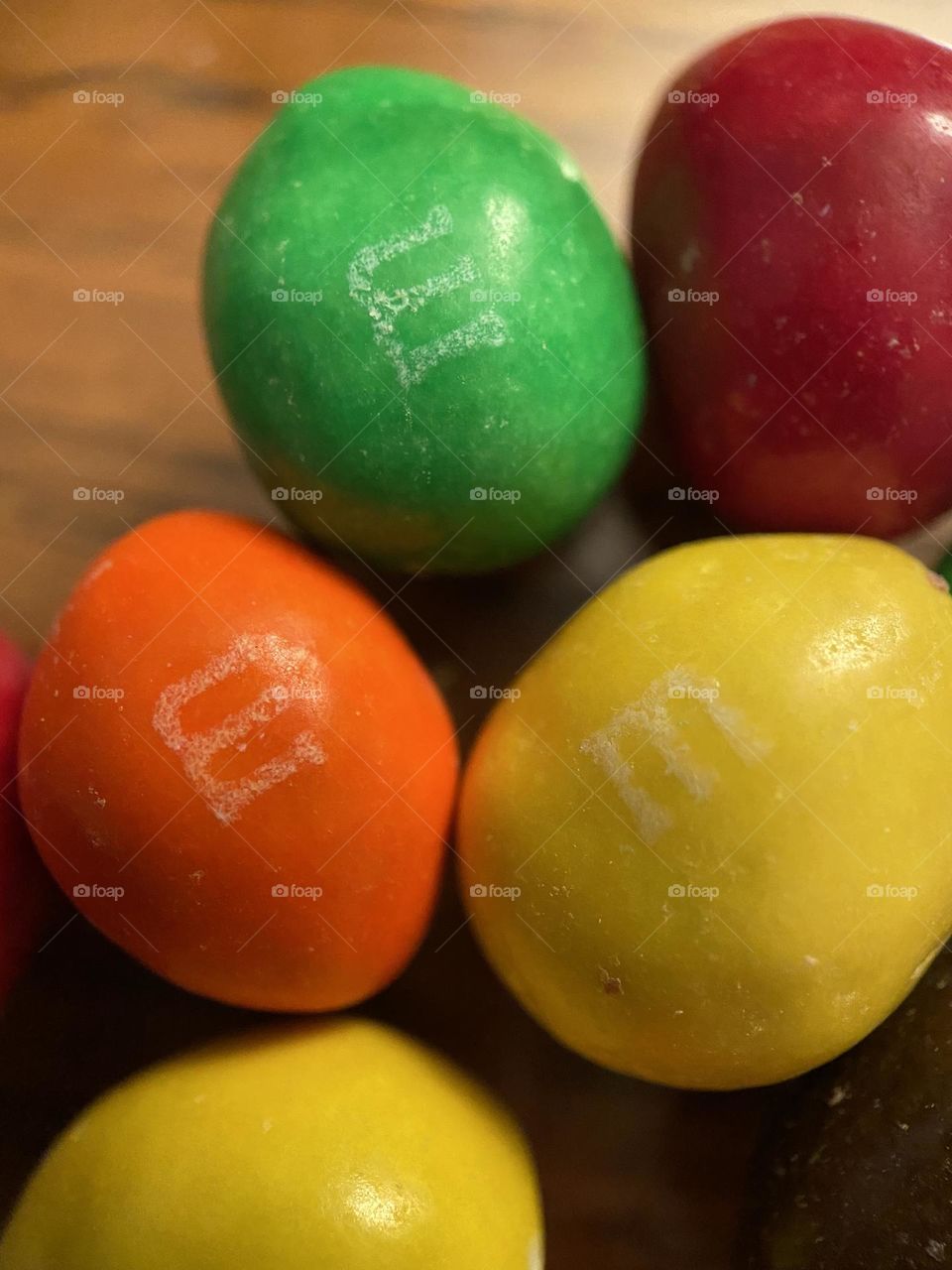Macro of M&Ms candy