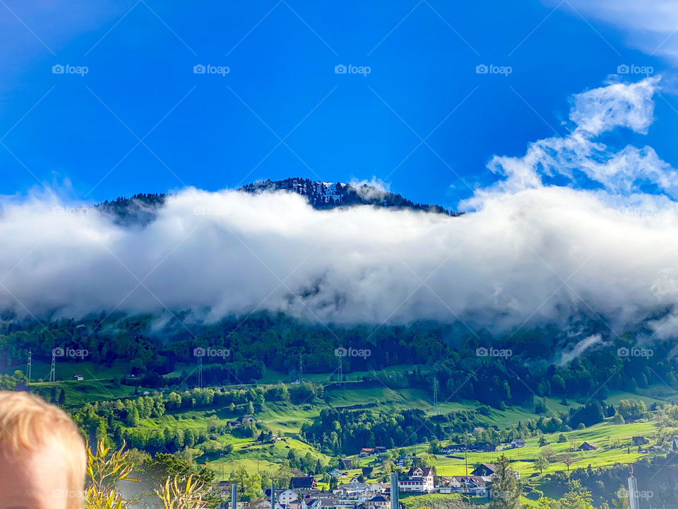 swiss landscapes, lake view, mountain view, nature, tranquility, sunset, sunrise, clouds over mountains, fog