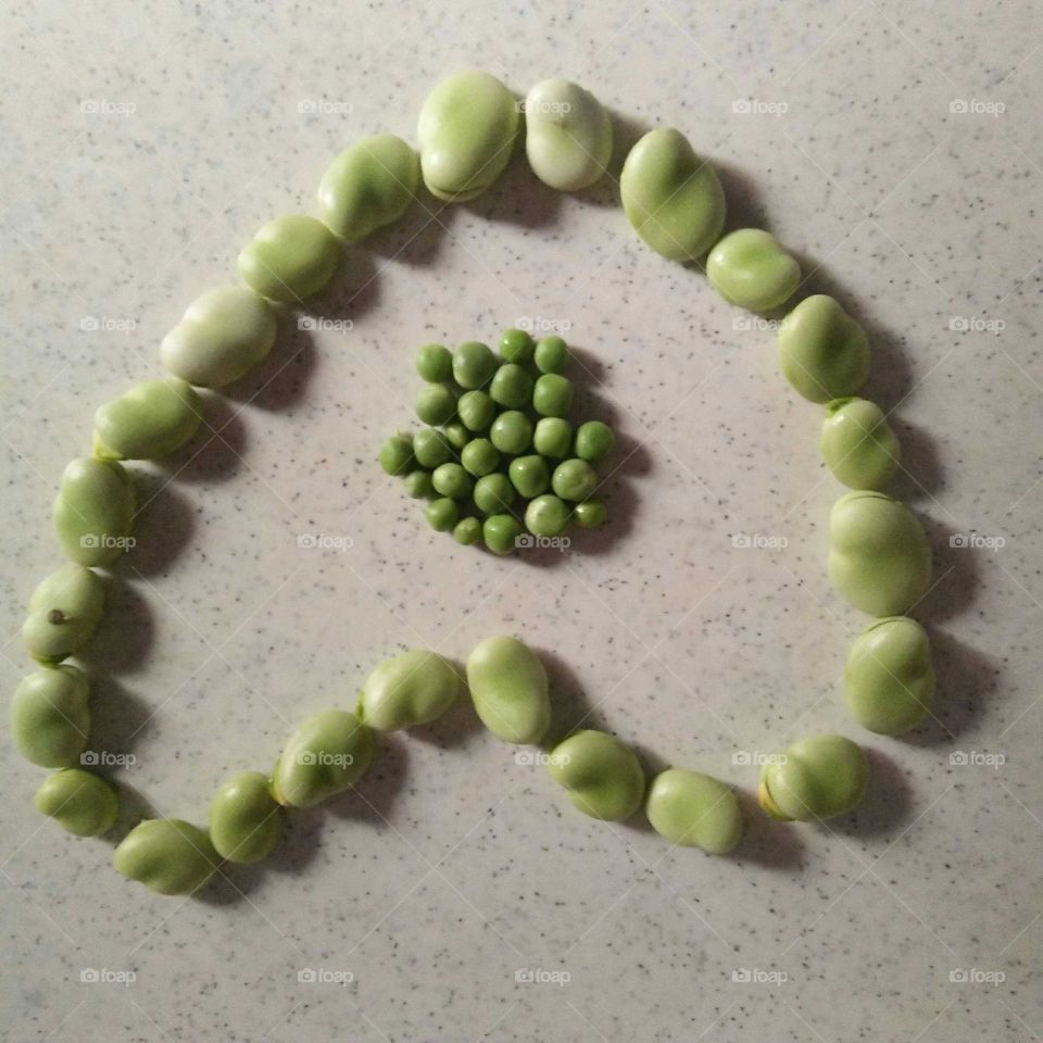 Beautiful heart made of beans.