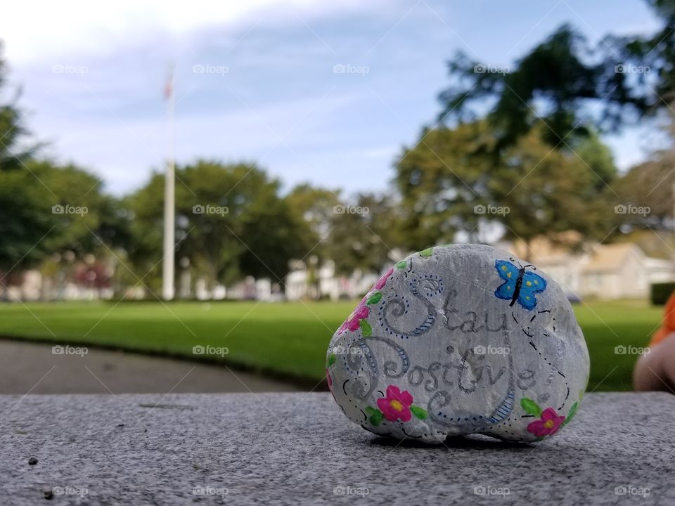 Stay positive painted rock
