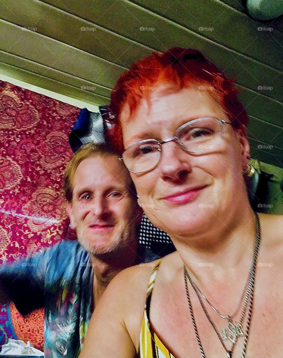 I, „Petra Schiller“ a.k.a. „Maximiliane Feuerfuchs“ a.k.a. „Maxine Firefox“ and longtime partner „Timothy Trespas“ are happy together aboard our boat home, the „Salvation“ telling stories and laughing. 2020. Hypnotic Productions