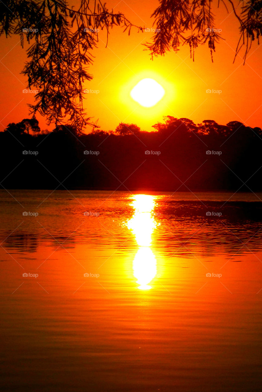 Dramatic sky reflecting in lake