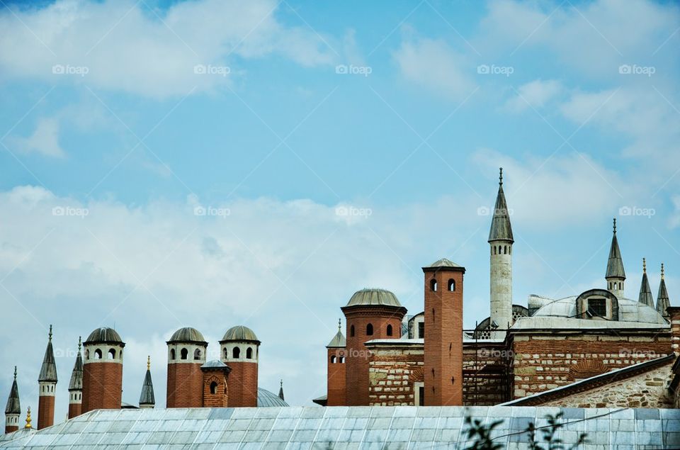 chimneys, pipes, flues, istanbul, topkapi, palace, Sultan, 