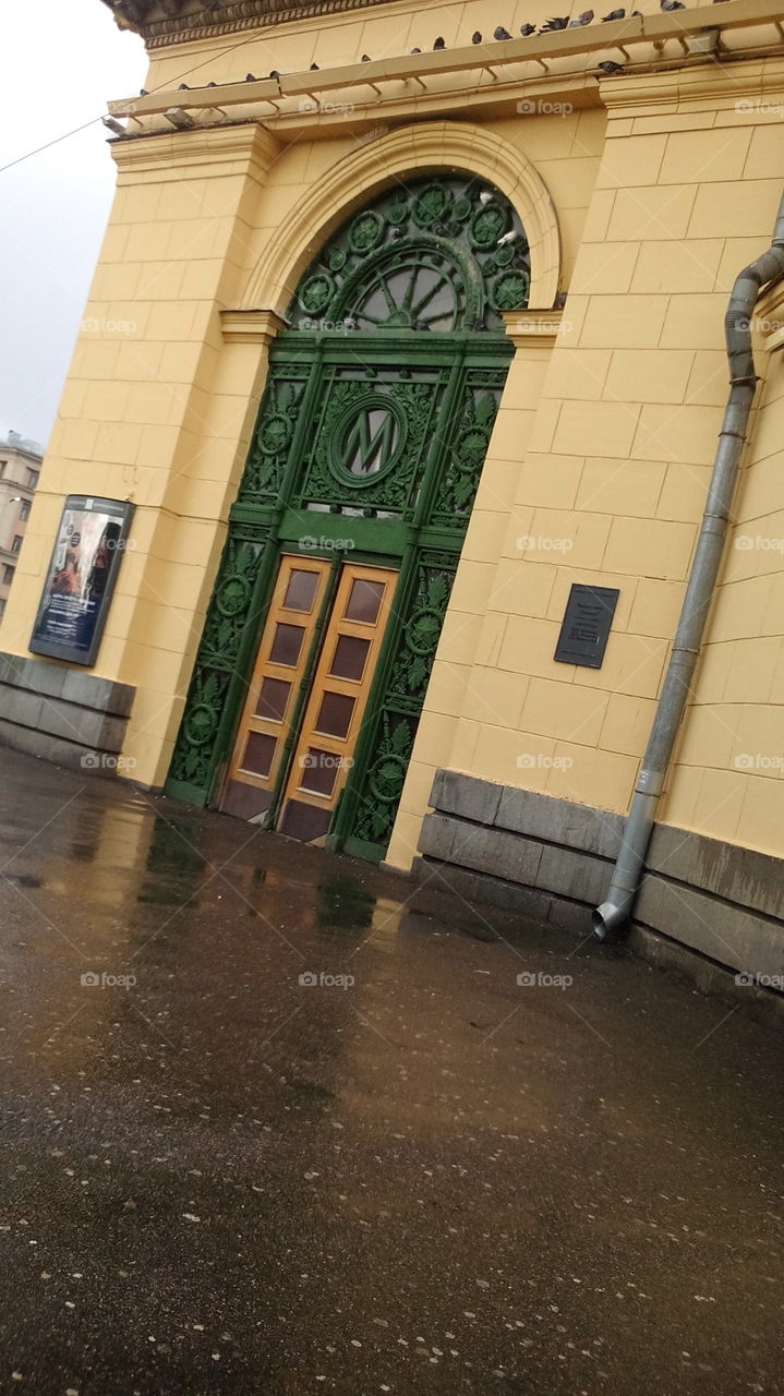 Entrance of subway station in Saint Petersburg