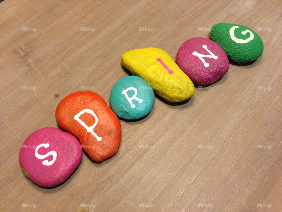 Painted spring rocks