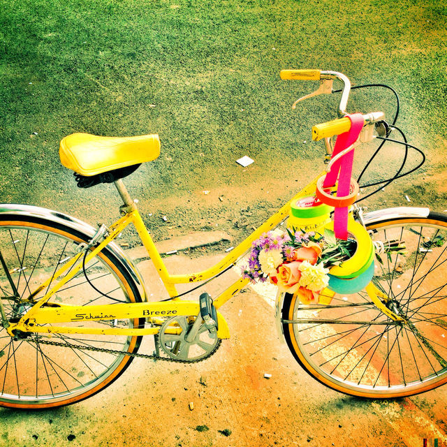 Yellow Bike with Flowers