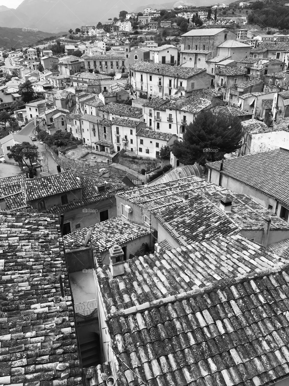 Roofs of Altomonte, an old small town in South Italy 