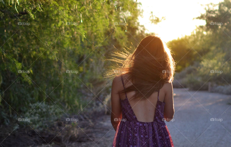 Wind Blown. Girl with hair blowing in the wind 