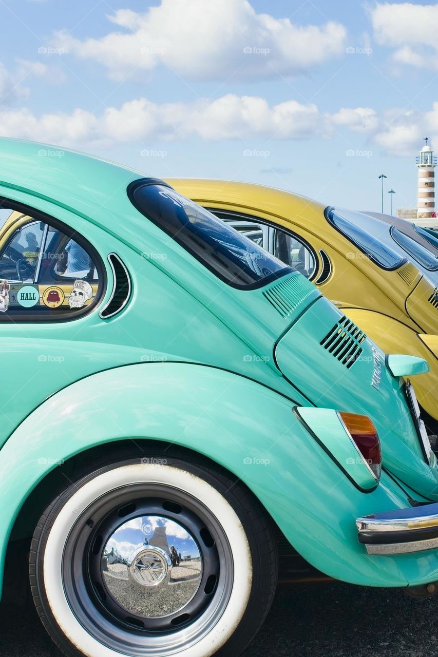 Colourful VW Beetles in Lisbon