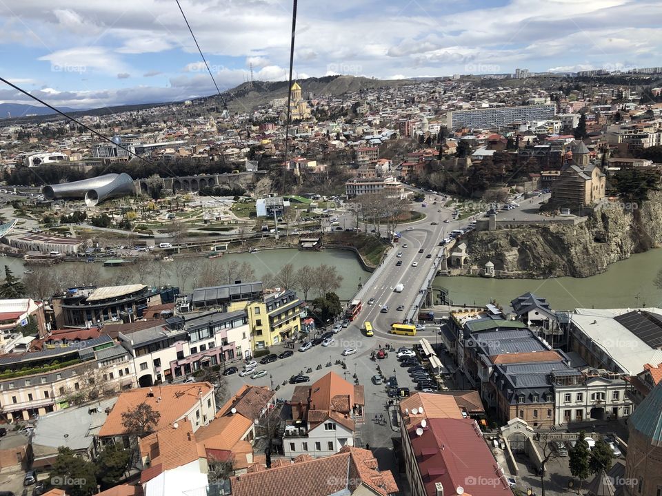 View from the cable car in Tbilisi 