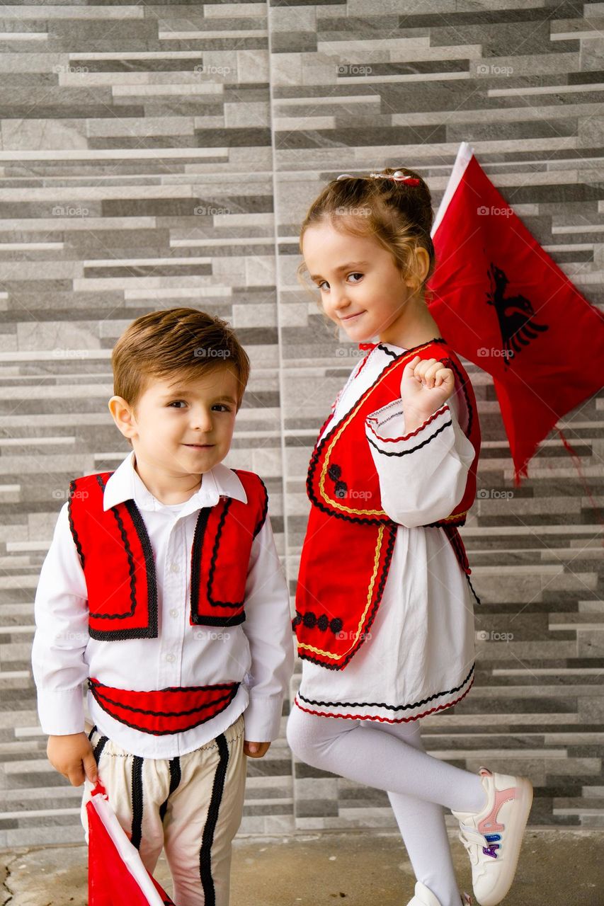 Albanian kids in their traditional clothes