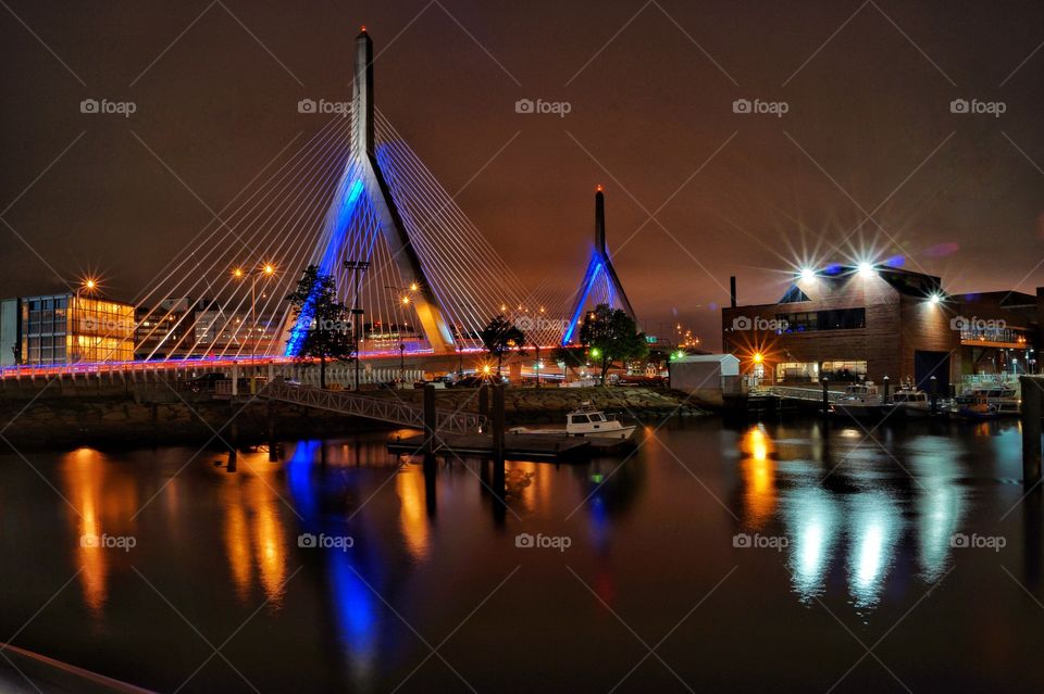 Bridge at night in is Boston, Massachusetts