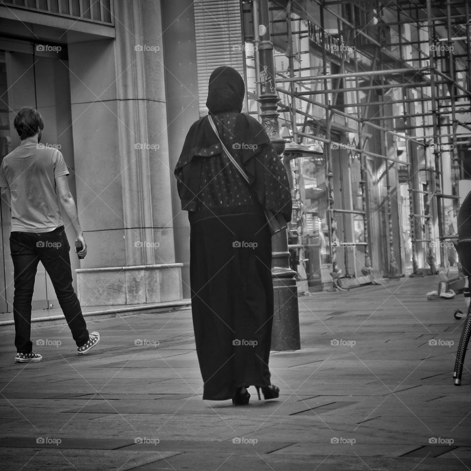 Muslim Woman. Muslim woman walked with heeled shoes on Vienna city centre