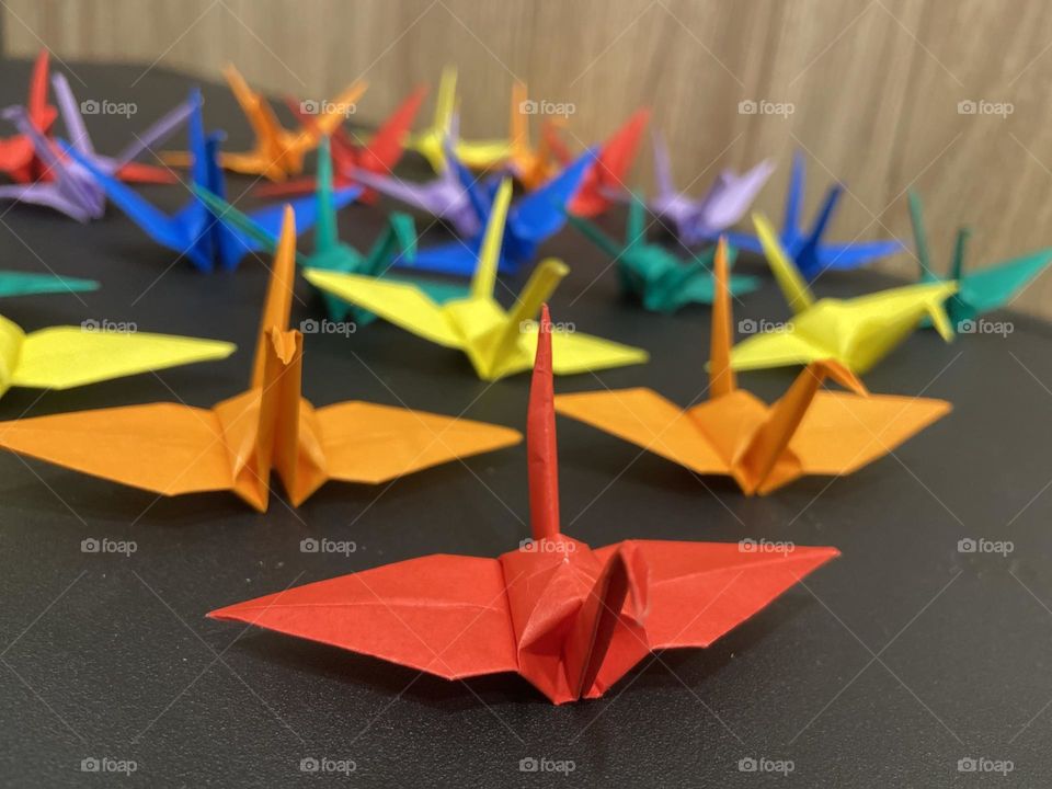 Colorful Origami: A kaleidoscope of paper cranes