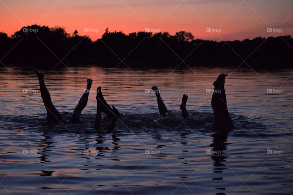 Sunset swimming