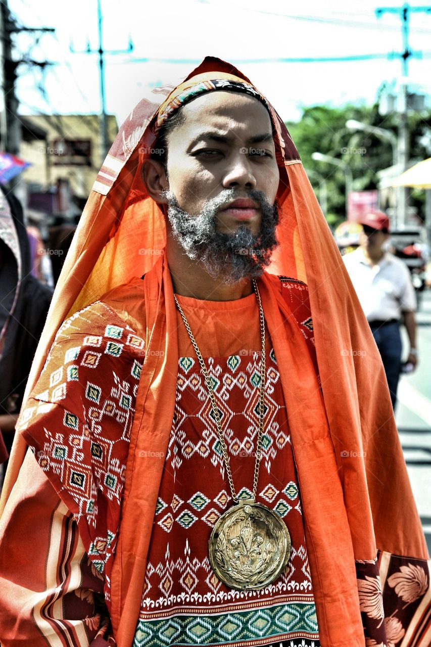 characters in the reenactment of the death of jesus christ on good friday during holy week in cainta, rizal, philippines, asia