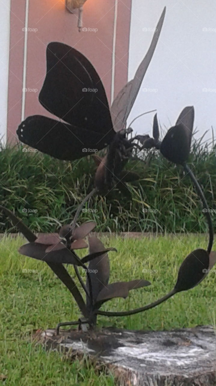 Metal Dragonfly. sculpter.