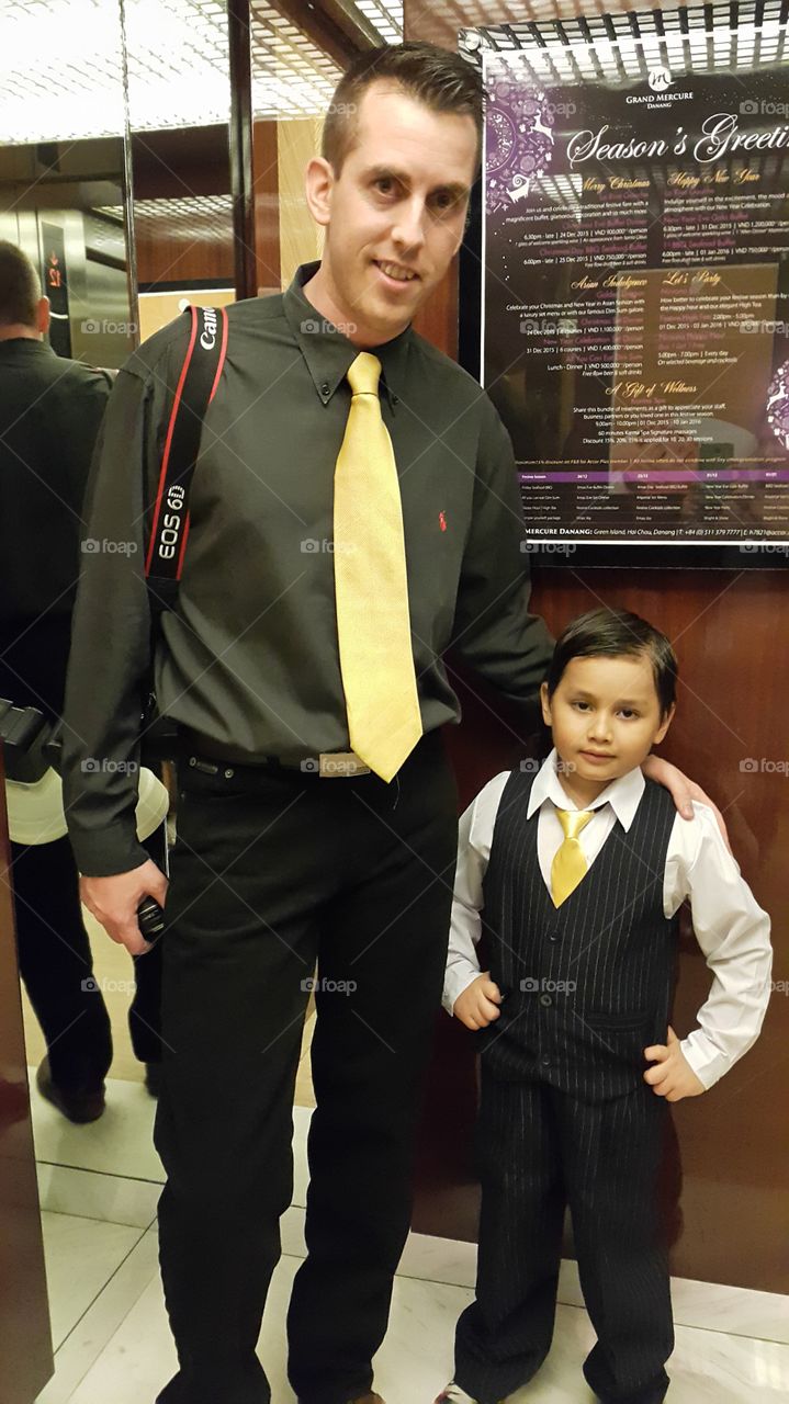 father and son dressed up