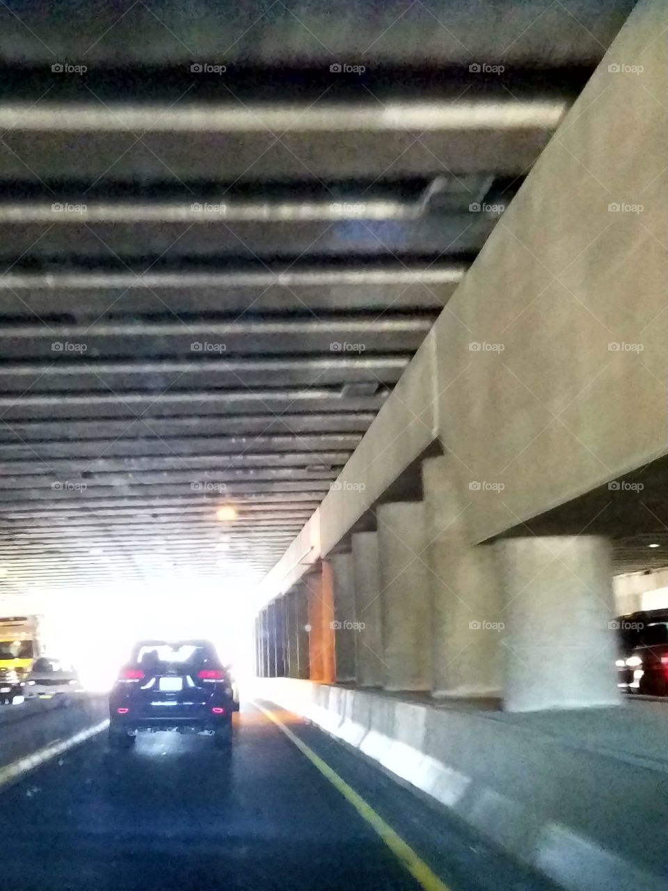 Light at end of tunnel as we leave city.