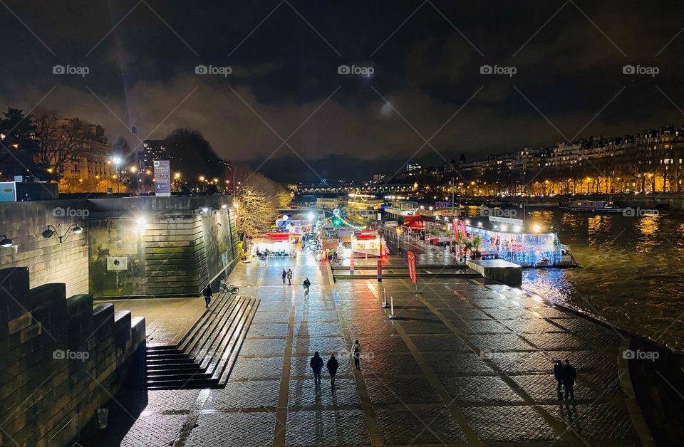View of the docks on the river seine in Paris
