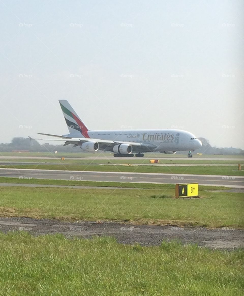 Airbus a380. Plane spotting at the airport viewing park